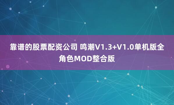 靠谱的股票配资公司 鸣潮V1.3+V1.0单机版全角色MOD整合版